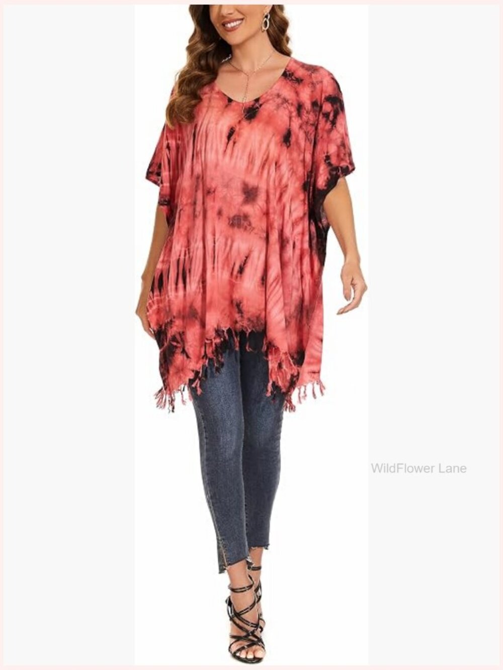 Boho Tie Dye Plus Size Tunic Top Kaftan Flowy Cover Up XL-4X